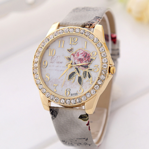 Chinese Style Peony Pattern Digital Watch