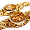 Leopard Print Big Round Leather Strap Watch