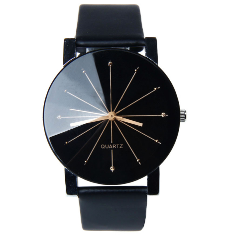 High Quality Black Leather Strap Men Wristwatch