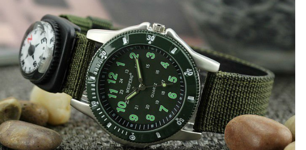 Army Green Fabric Strap Outdoor Watch